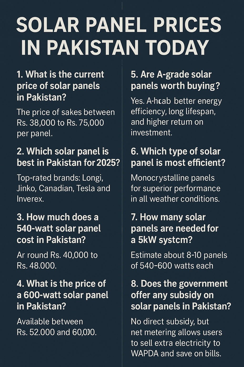 Solar panel prices in pakistan today